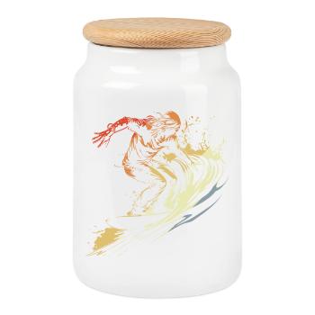 Surfing Vintage - Cookie Jar with Wooden Lid - white - Front