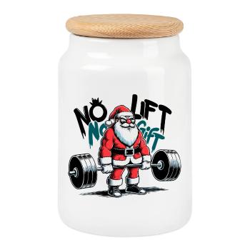 Deadlift Santa Claus Funny Gift - Cookie Jar with Wooden Lid - white - Front