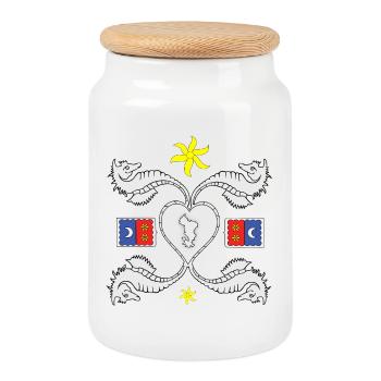 Mayotte - Boîte à biscuits avec couvercle en bois - blanc - Devant
