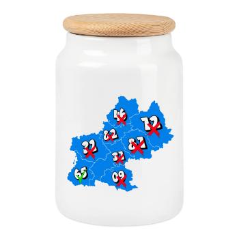 Région Midi-Pyrénées - Boîte à biscuits avec couvercle en bois - blanc - Devant