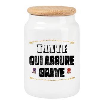 Tante Qui Assure Grave - Boîte à biscuits avec couvercle en bois - blanc - Devant