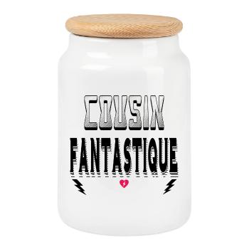 Cousin Fantastique - Boîte à biscuits avec couvercle en bois - blanc - Devant