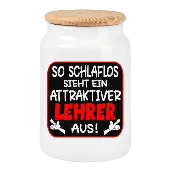 SCHLAFLOSER LEHRER LEHRAMT - Keksdose mit Holzdeckel - Weiß - Vorne