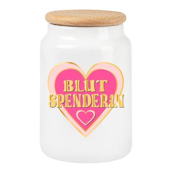 DANKE BLUTSPENDE BLUTSPENDERIN - Keksdose mit Holzdeckel - Weiß - Vorne