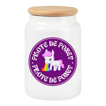 Pilote de poney - Boîte à biscuits avec couvercle en bois - blanc - Devant