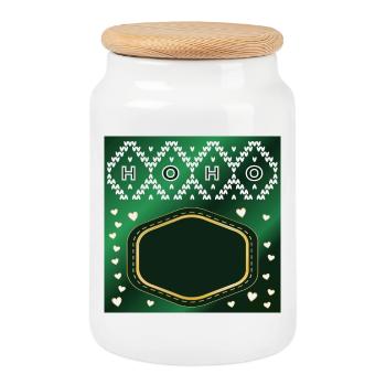 ÉTIQUETTE DE SIGNE DE NOM DE NOËL - Boîte à biscuits avec couvercle en bois - blanc - Devant