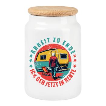 Retraités - Boîte à biscuits avec couvercle en bois - blanc - Devant