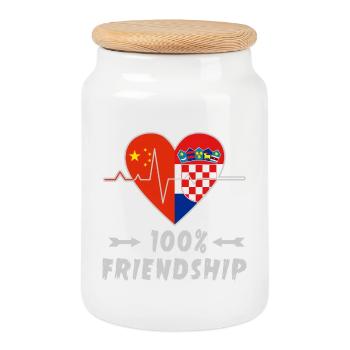 100 % amitié entre la Chine et la Croatie - Boîte à biscuits avec couvercle en bois - blanc - Devant