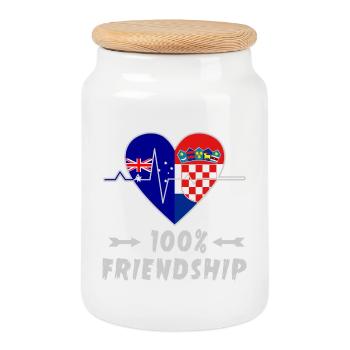 Australia and Croatia 100% friendship - Cookie Jar with Wooden Lid - white - Front