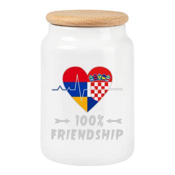 Armenia and Croatia 100% friendship - Cookie Jar with Wooden Lid - white - Front