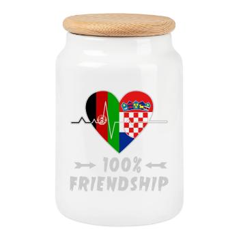 Afghanistan and Croatia 100% friendship - Cookie Jar with Wooden Lid - white - Front