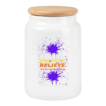 Believe Halfway There Splash - Cookie Jar with Wooden Lid - white - Front
