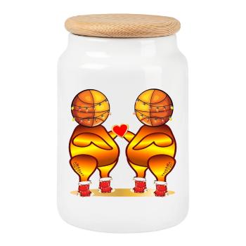 Weihnachten Basketball Brathähnchen Grillen - Keksdose mit Holzdeckel - Weiß - Vorne