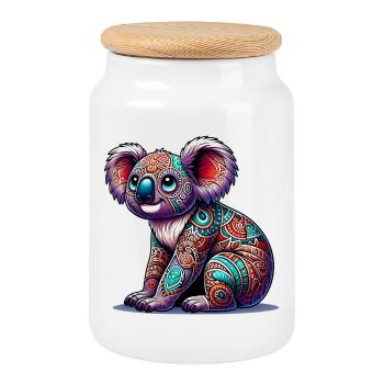 Koala - Boîte à biscuits avec couvercle en bois - blanc - Devant