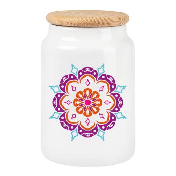 Yoga Ornament Stern Schneeflocke Weihnachten om - Keksdose mit Holzdeckel - Weiß - Vorne