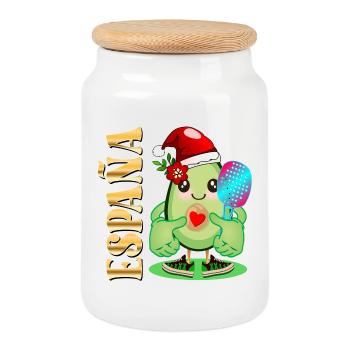 MERRY CHRISTMAS AVOCADO AVOCADO PADDLE - Cookie Jar with Wooden Lid - white - Front