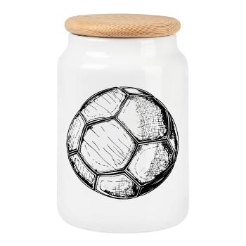 Fußball Skizze - Keksdose mit Holzdeckel - Weiß - Vorne