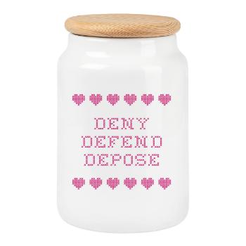 Deny Defend Depose - Cookie Jar with Wooden Lid - white - Front