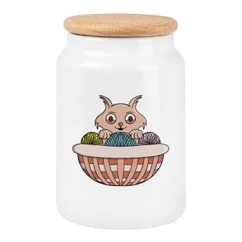 Panier grinçant - Boîte à biscuits avec couvercle en bois - blanc - Devant