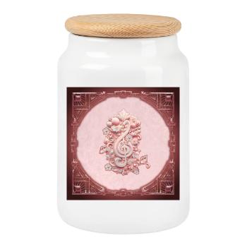 Harmony in pink, a majestic and stylized keystone - Cookie Jar with Wooden Lid - white - Front