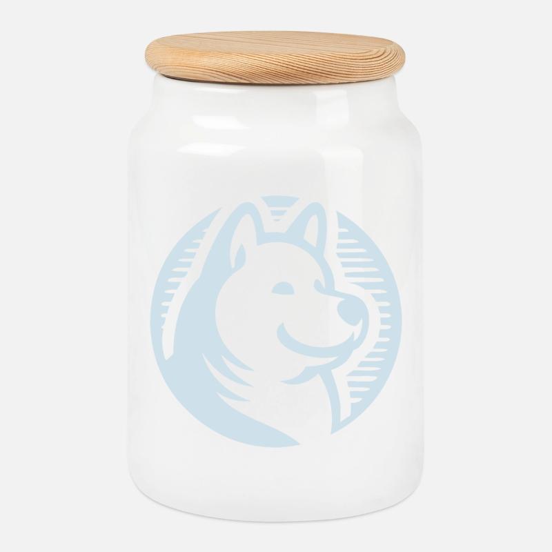 Snowflake - Cookie Jar with Wooden Lid - white