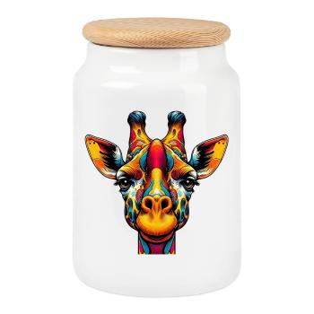 Giraffe - Keksdose mit Holzdeckel - Weiß - Vorne