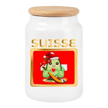 Père Noël AVOCAT HOCKEY SUR GLACE SUISSE - Cookie Jar with Wooden Lid - white - Front