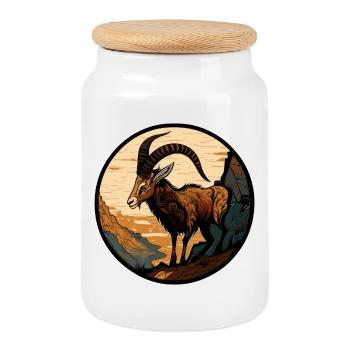 Capricorn - Cookie Jar with Wooden Lid - white - Front