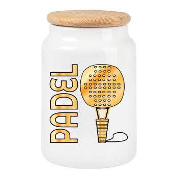 PADEL-TENNIS SPORT - Boîte à biscuits avec couvercle en bois - blanc - Devant