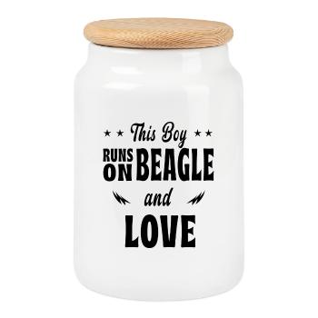 Dieser Junge Beagle Design - Keksdose mit Holzdeckel - Weiß - Vorne