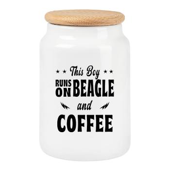 Dieser Junge Beagle Kaffee Design - Keksdose mit Holzdeckel - Weiß - Vorne