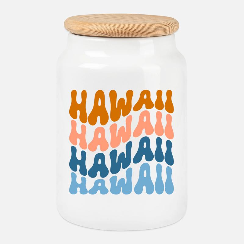 Hawaii - Cookie Jar with Wooden Lid - white