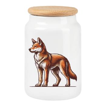 Dingo - Cookie Jar with Wooden Lid - white - Front