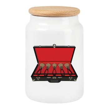 Clochettes Set de Transport Cas Vintage - Boîte à biscuits avec couvercle en bois - blanc - Devant