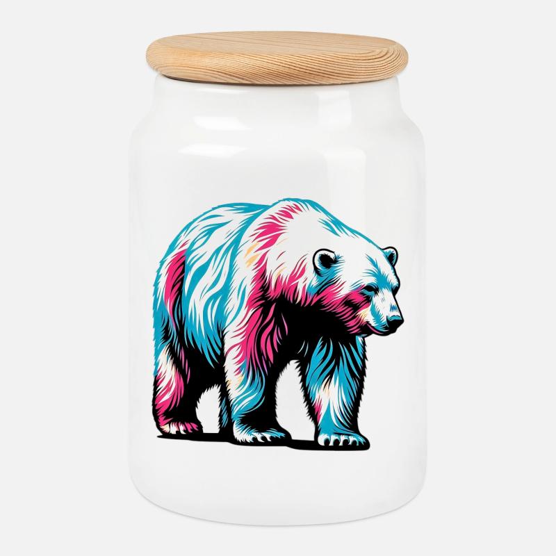 Eisbär - Keksdose mit Holzdeckel - Weiß