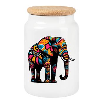 Elefant - Keksdose mit Holzdeckel - Weiß - Vorne