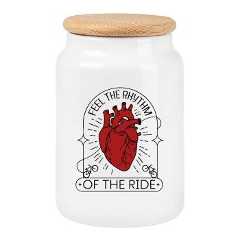 Coeur anatomique – Bike Lover Design - Boîte à biscuits avec couvercle en bois - blanc - Devant