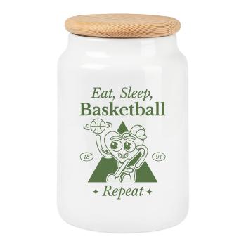 Humorvolles Basketball-Herz-Design - Keksdose mit Holzdeckel - Weiß - Vorne