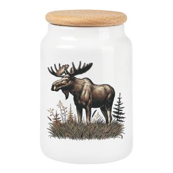 Elk - Cookie Jar with Wooden Lid - white - Front