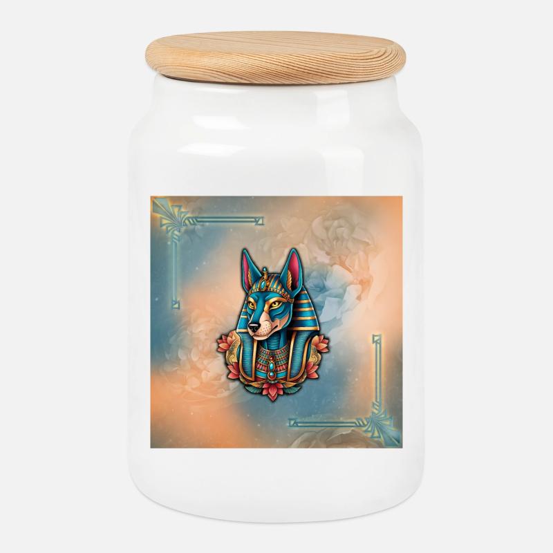 Illustration by Anubis - Cookie Jar with Wooden Lid - white