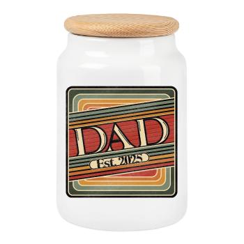 Dad Est. 2025 – Retro Geschenk für frische Väter - Keksdose mit Holzdeckel - Weiß - Vorne