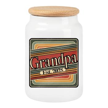 Opa Est. 2025 – Retro Geschenk für Großväter - Keksdose mit Holzdeckel - Weiß - Vorne
