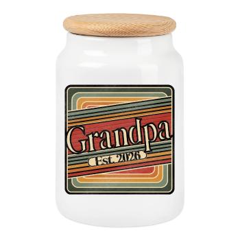 Opa Est. 2026 – Retro Geschenk für Großväter - Keksdose mit Holzdeckel - Weiß - Vorne