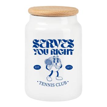 Au service du tennis - Boîte à biscuits avec couvercle en bois - blanc - Devant