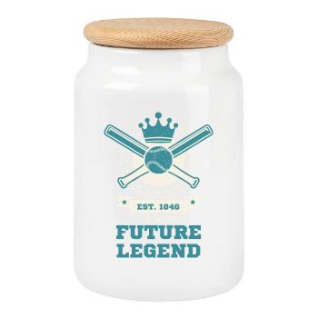 Rétro Baseball Future Legend – Motif sportif - Boîte à biscuits avec couvercle en bois - blanc - Devant