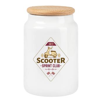 Vintage Scooter Club - Retro-Ästhetik - Keksdose mit Holzdeckel - Weiß - Vorne