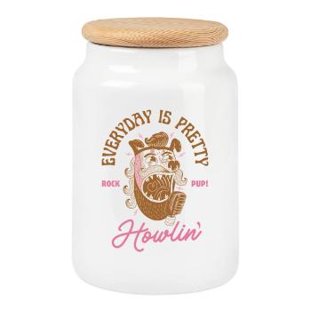 Everyday is Howlin' – Rock'n'Roll Dog - Cookie Jar with Wooden Lid - white - Front