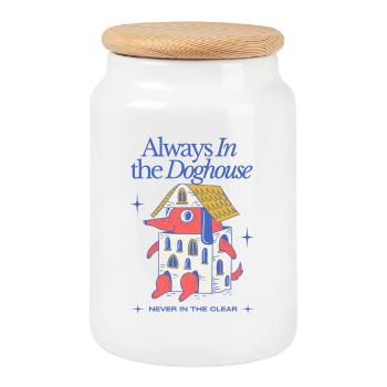 Toujours dans la niche - Dessin animé drôle de teckel - Boîte à biscuits avec couvercle en bois - blanc - Devant