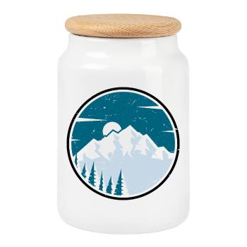 Winter Peak Circle Wald - Keksdose mit Holzdeckel - Weiß - Vorne