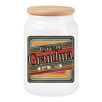 Urgroßmutter Est. 2025 – Retro-Geschenk für Uromas - Keksdose mit Holzdeckel - Weiß - Vorne